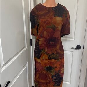 Vintage 100% Silk Two Piece Floral Set – Jones NY– Blouse & Midi Skirt – Size 12